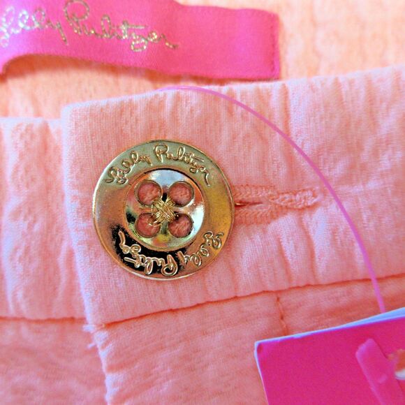 LILLY PULITZER  Adie Ruffle Pocket Stretch Shorts Sz 2 Peach Flamingo Orange NWT - Picture 4 of 16